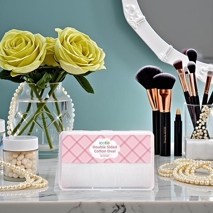 Large Oval Cotton Pads, 80 Count, Multi-Layer, Lint-Free, Dual-Sided, Ultra-Soft Cotton Oval Pads for Makeup Removal, Cleansing, and Toner Application