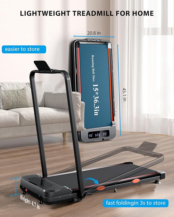 340lb Capacity Walking Pad Treadmill with 12% Incline, Big LED Display Under Desk Treadmill Support Full Manual/3-Preset Countdown/App Mode, Portable Treadmills for Small Spaces