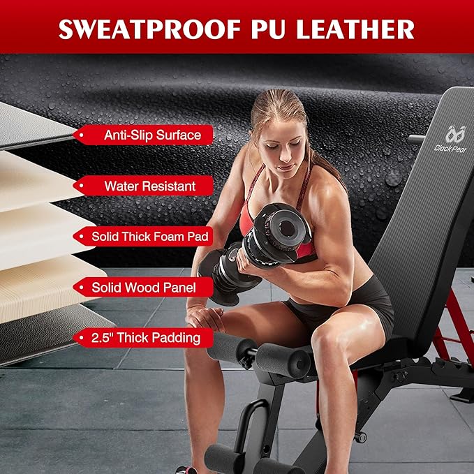 Adjustable Weight Bench - Foldable Workout Bench for Home Gym, PRO Heavy Duty 1300lb Capacity Full Body Strength Training with 8-Level Incline/Flat/Decline Positions & Space-Saving