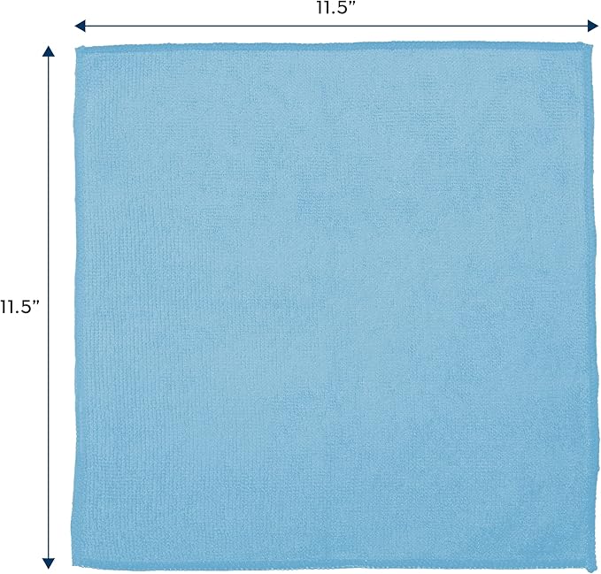 S&T INC. 100 Pack Microfiber Cleaning Cloth, Bulk Towels for Home, Reusable Microfiber Towels for Cars, Cleaning Rags, Light Blue, 11.5 Inches x 11.5 Inches, 100 Count