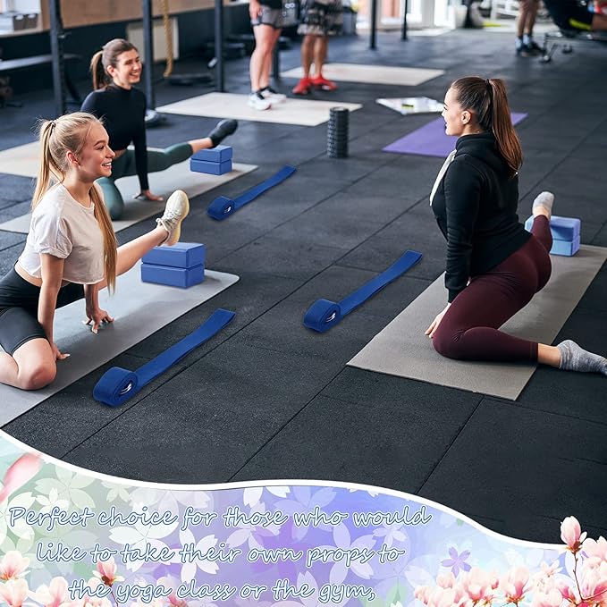 Wettarn 30 Pack Yoga Block and Strap Set 15 Pcs Non-Slip Yoga Blocks with 15 Pcs Metal D Ring Stretching Exercise Workout Fitness Accessory for Gym