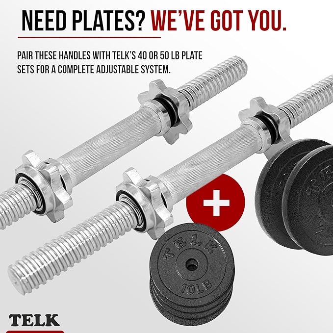 TELK – Adjustable Dumbbell Set – Home Gym Weight Set with Baked Enamel Cast Iron Plates – Space-Saving Free Weights for Strength Training