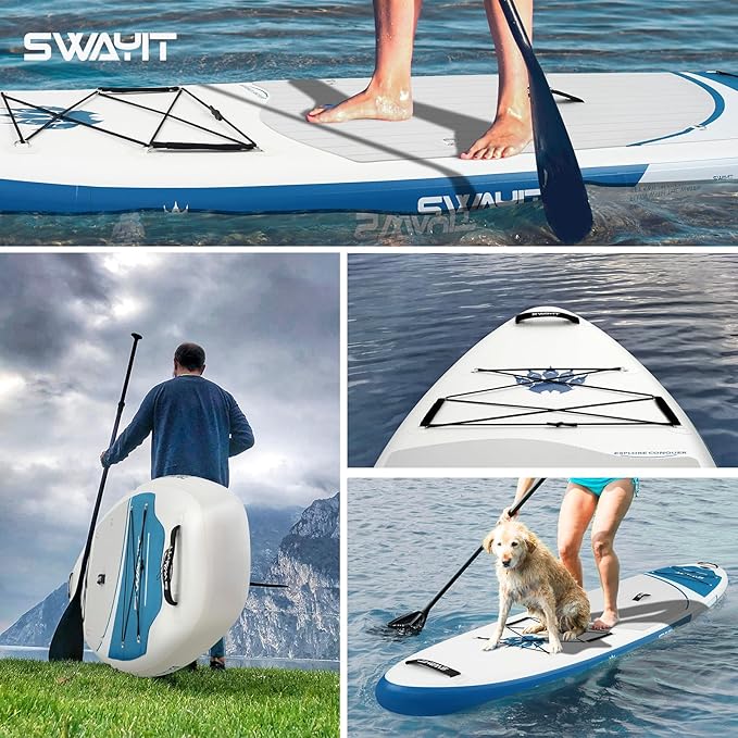 Inflatable Stand Up Paddle Board – Durable SUP for Adults & Youth,33" Wide Blow Up Paddle Board with Paddle, Pump, Backpack,Leash – All Around Stable for All Skill Levels, Carries up to 450 lbs