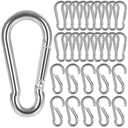 60Pack 2” Spring Snap Hooks, Galvanized Steel Small M5 Carabiner Clips Keychain, 220lb Capacity Heavy Duty Quick Link for Outdoor Camping, Swing, Fishing, Hammock, Dog Leash, Hiking