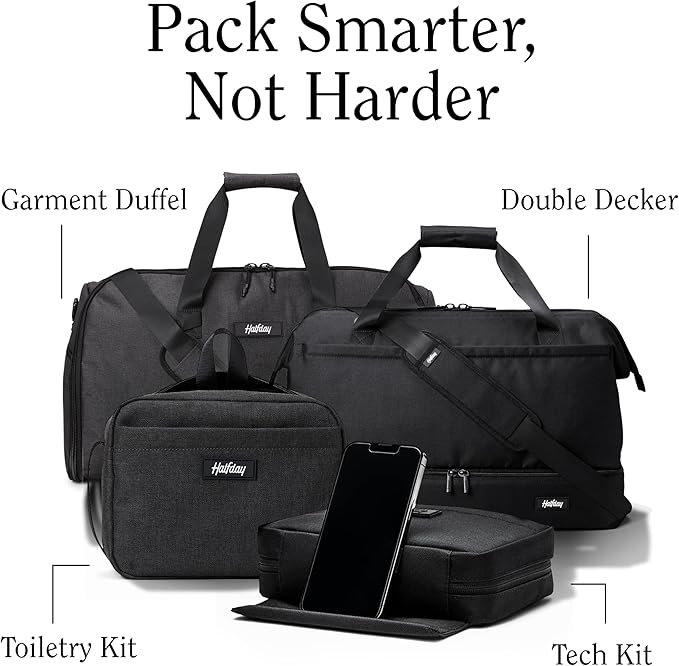 Halfday Convertible 2-in-1 Garment Duffel Weekender Bag 45L | Wrinkle-Free Travel, Hanging Suit Compartment, Shoe Pockets, Trolley Sleeve. Durable & Water-Resistant Carry-On, Hunter