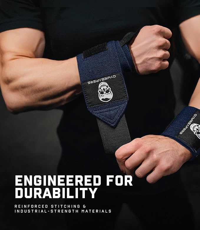 Gymreapers Weightlifting Wrist Wraps (IPF Approved) 18" Professional Quality Wrist Support with Heavy Duty Thumb Loop - Best Wrap for Powerlifting Competition, Strength Training, Bodybuilding