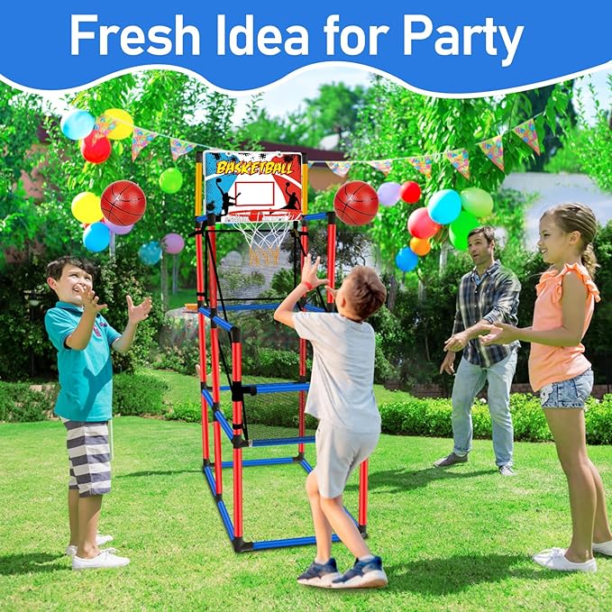 63" Arcade Basketball Game Set with 3 Balls Kids Basketball Hoop 3 to 12 Years Old Indoor Outdoor Sports Play - Easy Set Up - Carnival Basketball Toys Ages 3 4 5-7 8-12 Year Old Boys Birthday Gift