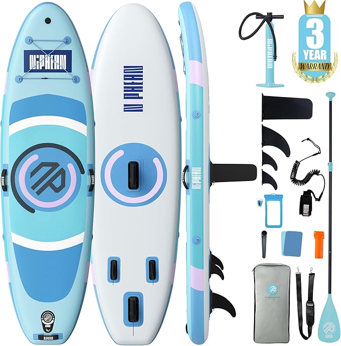 Niphean(Ultra-Light)Inflatable Paddle Board with (Beginner Friendly) StabilTrac Fin and Durable SUP Accessories, 10' Stand Up Paddle Boards for Adults & Youth, Versatile Yoga Paddle Board, Gift Ideas