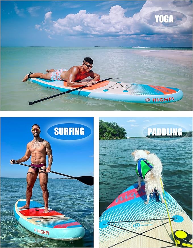 Highpi Inflatable Stand Up Paddle Board for Youth and Adults – Wide Sup with Premium Accessories, Blow Up Paddleboard for Surfing, Fishing, Yoga & More