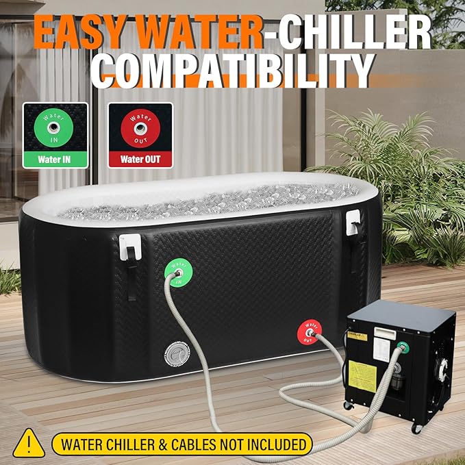 AKSPORT Ice Bath Tub for Athletes, 155 Inflatable Cold Plunge Tub Compatible with Water Chillers, Inflatable Icebath for Recovery & Cold Water Therapy,Portable Bathtub for Indoor & Outdoor-Black