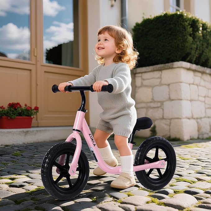 12 inch Toddler Balance Bike Adjustable Handlebar & Seat Anti-Slip Grip Suitable for 2-5 Years Old with Footrest Lightweight for Tolddlers Boys Girls Multiple Colors to Choose