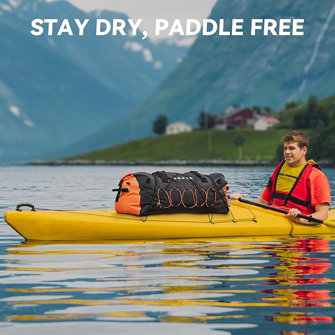 HEETA Waterproof Duffel Bag Motorcycle Dry Bag Backpack, 60L/80L Extra Large Rolltop Travel Duffle Bags with Straps & Handles for Kayaking Rafting Boating Canoeing Camping Gym Beach Cruise Ship