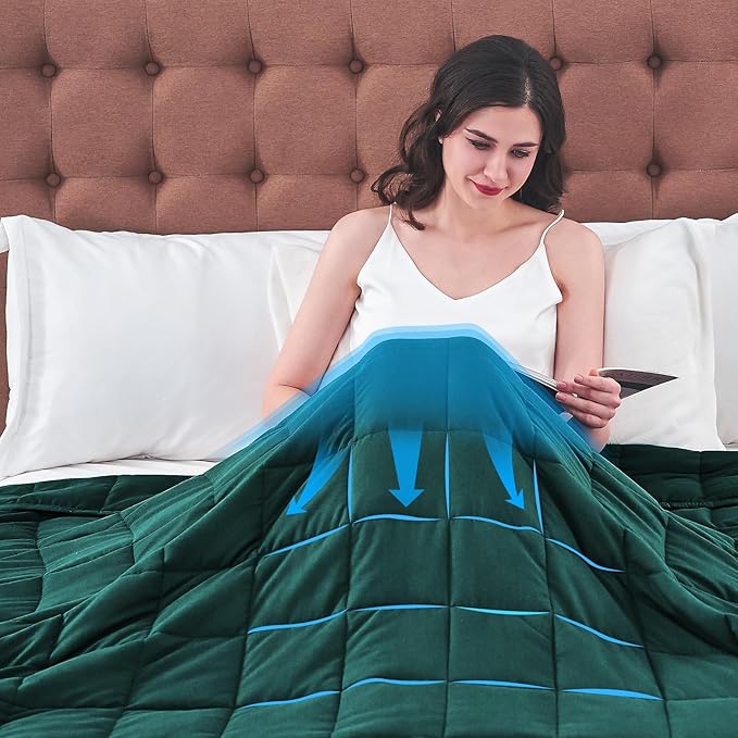 King Size Weighted Blanket for Adults (20 lbs, 80” x 87”, Dark Green) Cooling Heavy Blanket for Sleeping Perfect for 190-210 lbs, Breathable Blanket for Adults & Couple All Season, Machine Washable