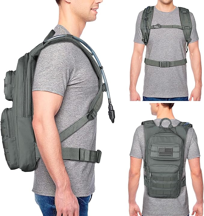 NOOLA Hydration Backpack with 3L TPU Water Bladder, Tactical Molle Water Backpack for Men Women, Hydration Pack for Hiking, Biking, Running and Climbing