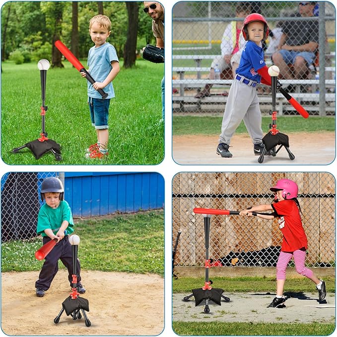 Baseball Tee for Kids,Youth Stand Set,Teeball Set,Youth Baseball,Softball Batting Tee Set,Easy Adjustable Height