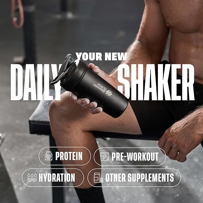 BlenderBottle Sport Insulated Stainless Steel Shaker Bottle with Wire Whisk, 24-Ounce, Plum – Protein Shakes & Hydration for Athletes & Fitness Enthusiasts, Easy Mixing, Keeps Drinks Cold, Lockable Lid