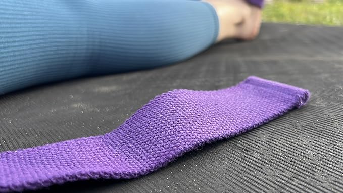 Adaptive Yoga Strap, Stretching Strap, 2 Inches Wide, 100% Naturally Soft Cotton, Steel D-Rings, Includes Natural Cotton Drawstring Storage Pouch and Instructional E-Book