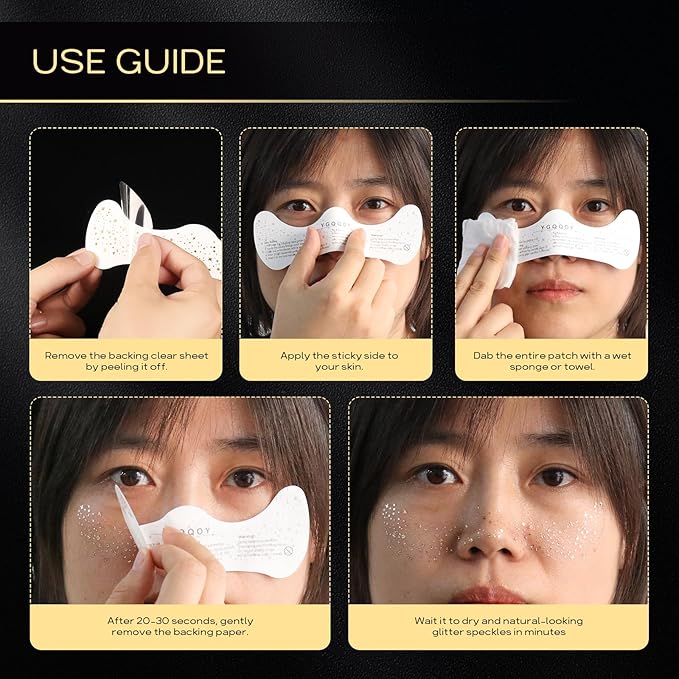 Glitter Freckles Face Tattoo, 20pcs Sparkle Freckles, Gold Face Glitter Speckles