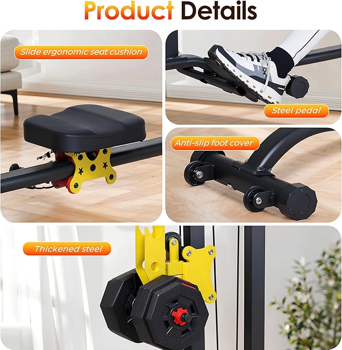 SogesHome LAT Pull Down Machine Low Row Cable Multifunctional Foldable Fitness Exercise Machine Full-Body Workout Strength Training Bar Machine