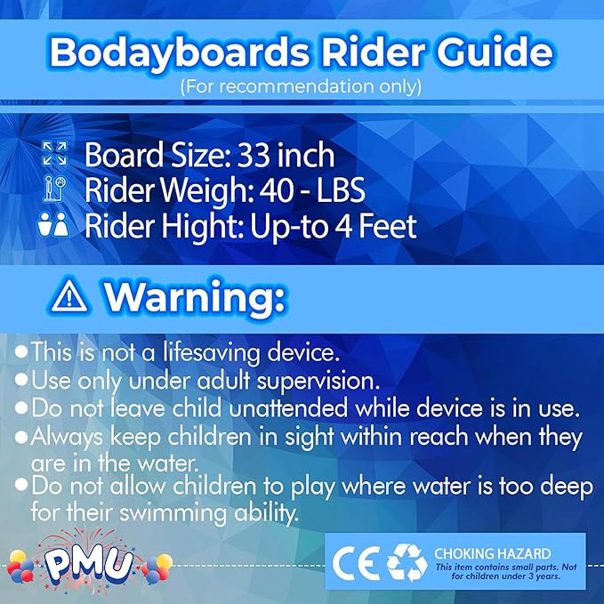 PMU 33 Inch Lime Green Bodyboard - Lightweight Wrist Leash, Surf Mania, Slick Bottom Boards for Beach, Sea & Pool - Surfing Board for Kids, Teens & Adults Wave Conditions Pkg/1