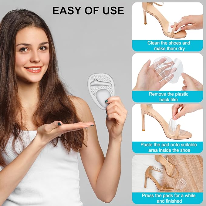 Ball of Foot Cushions and Metatarsal Pads for Women,Heel Cushion Pads, Heel Grips for Heel Pain Relief, Blisters,Friction, Non-Slip Shoe Inserts for Loose Shoes,Shoe Fillers Make Shoes Fit Tighter