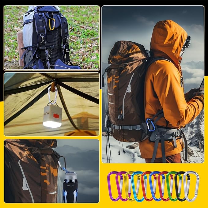 40 Pack 2" Aluminum Carabiner Clip D Ring Carabiners Small Carabiner Keychain Spring Snap Hooks, Mini Carabiner Clip Set for Keys, Dog Leash, Camping Hiking Accessories