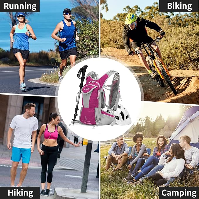 Hydration Pack Backpack, Lightweight Water Backpack with 2L Leakproof Hydration Bladder Daypack for Men Women,Running Hydration Vest for Outdoor Trail