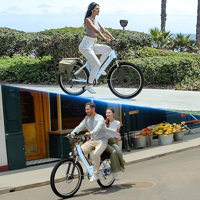 DriftGod 26" Electric Bike for Adults ā Powerful 1000W Motor, 48V Removable Battery, 7-Speed, Front Suspension & LCD Display ā Commuter and Mountain EBike for Women