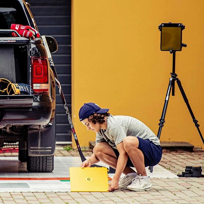 Hockey Revolution 360 Zone Lit - Professional Training Flooring Tiles - Improve StickHandling and Moving, Speed on Ice, Exercise, Fitness - Indoor and Outdoor Practice Zone with Hockey Trainer App