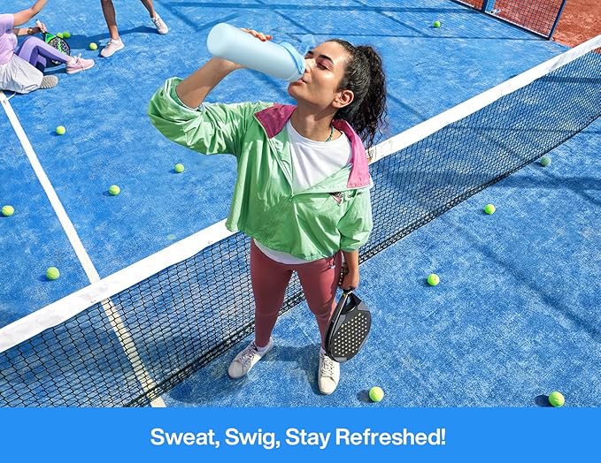 26 oz Insulated Water Bottle with 2-in-1 Straw and Spout Lid, Keep Cold 24H, Leak-Proof, Fits in Car Cup Holder, Stainless Steel Water Bottle for Sports, Travel, and School (Sea Breeze)