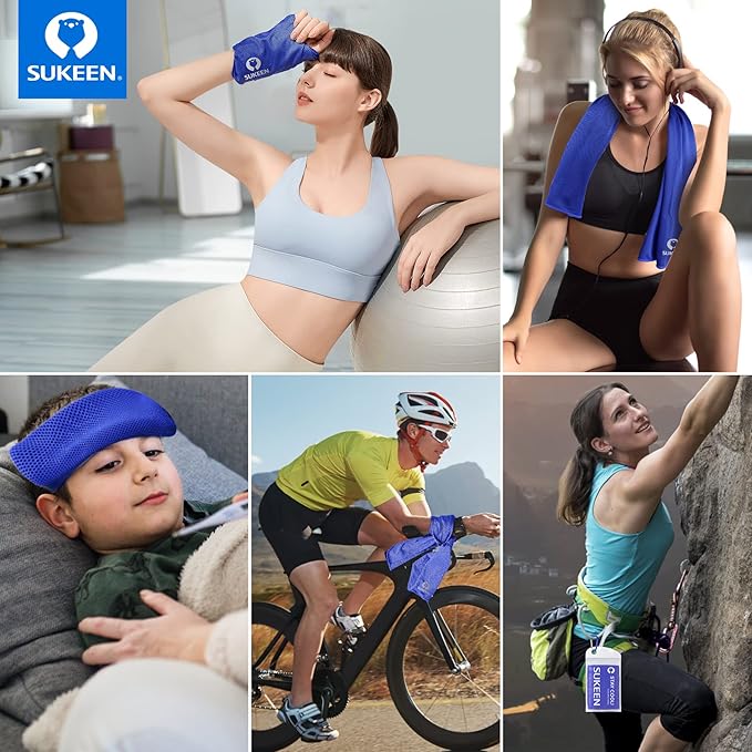 Sukeen Cooling Towel (40"x12"),Ice Towel,Soft Breathable Chilly Towel,Microfiber Towel for Yoga,Sport,Running,Gym,Workout,Camping,Fitness,Workout & More Activities