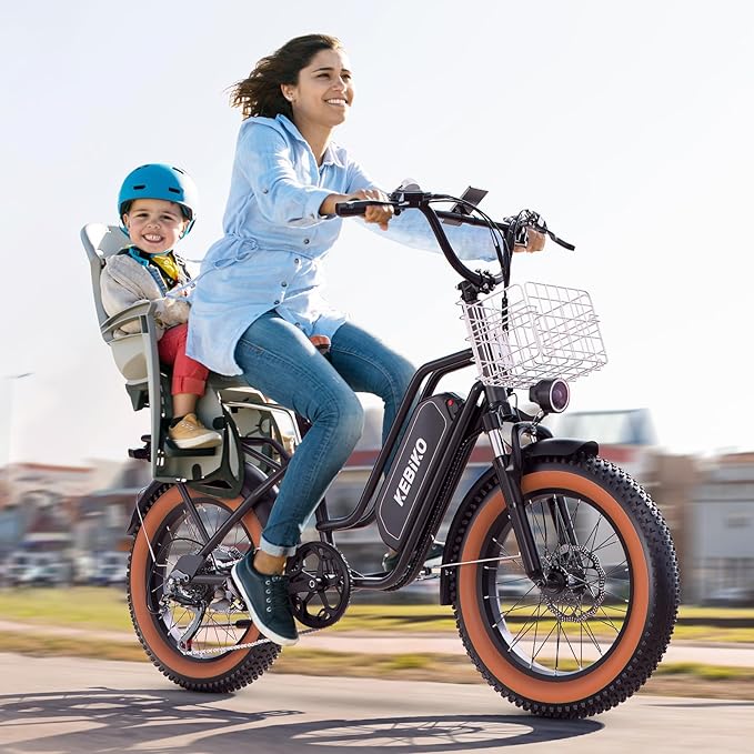 2 Seater Electric Bike, 48V 20AH(ššššš) Large Removable Battery, ššššš Peak Motor, 20"x 4.0" Fat Tire Ebike for Adults, 80+Miles Max,30+MPH, City Couple E Bike for All Terrain