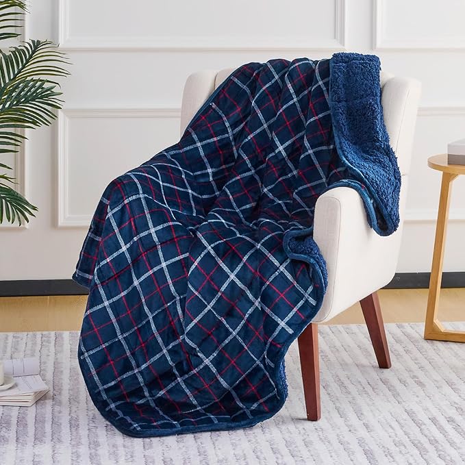 L'AGRATY Weighted Blanket - 48"x72" 15lbs Soft Breathable Heavy Blanket Flannel Material with Glass Beads for Adult All-Season Summer Fall Winter Soft Thick Comfort