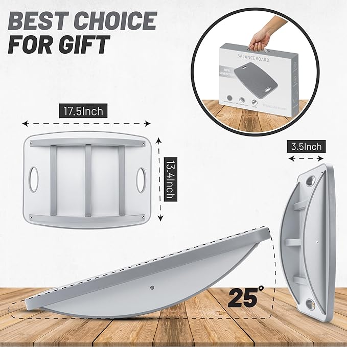 Advanced Wood Balance Board, Portable Non-Slip 500lb Rocking Board for Standing Desk, Physical Therapy, Yoga Practice, Core Strength Stability Balance Training Board for Men, Women, Kids and Seniors