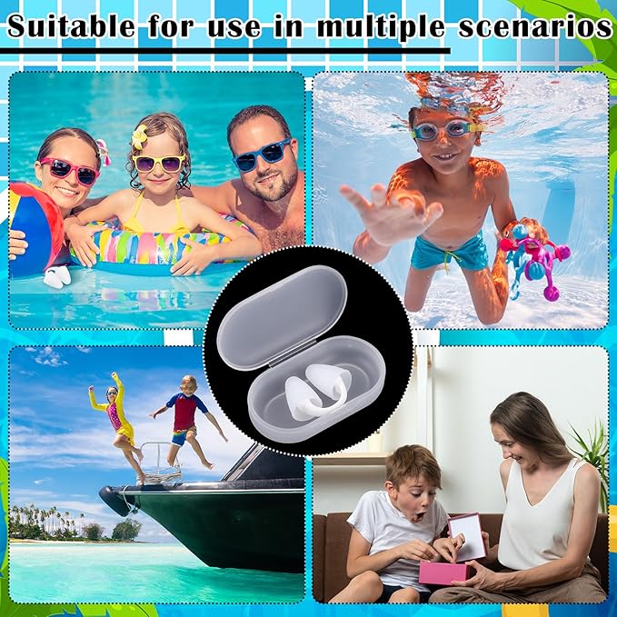 2 Pack Nose Plugs for Swimming for Adults and Kids (Age 7-12), Waterproof Soft Silicone Swimming Protectors Nose Block Nostril Plugs for Swimmers Surfers Water Sports