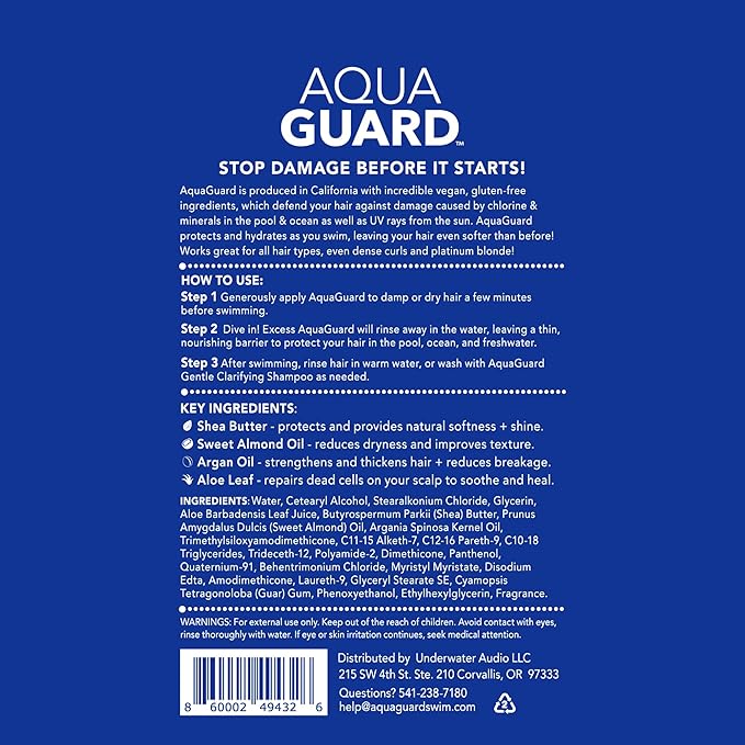 AQUA GUARD Pre-Swim Hair Defense | No More Swim Hair | Prevents Chlorine Damage + Softens Hair While Swimming | Made in California | Color Safe, Leaves Hair Smelling Great | 5.3 oz (2 Pack)