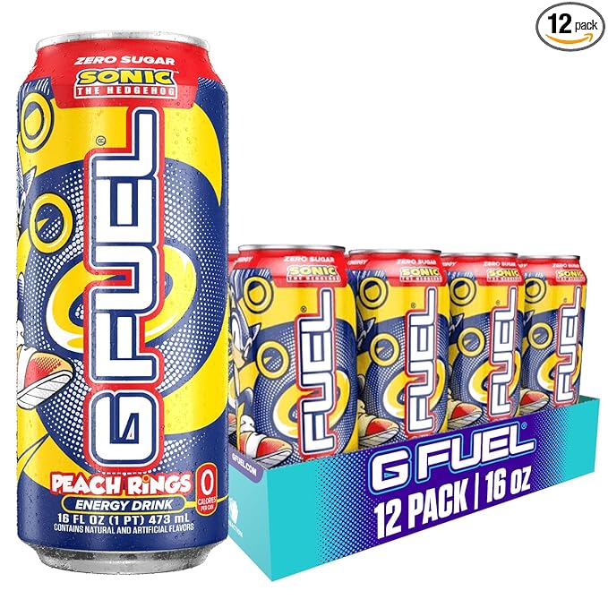 GFuel G Fuel Energy Drink, Peach Ring Candy, Sugar Free Beverage with 300mg