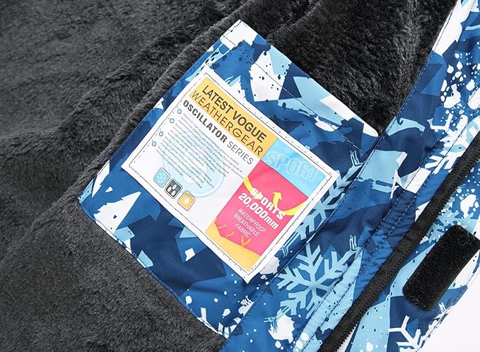 Keevoom Boys Winter Coat Ski Jacket Windproof Kids Snowboard Warm Fleece Snow Coat Waterproof Outdoor Hooded Ski Coats