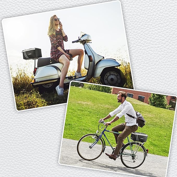 JXFUKAL Rear Bike Rack Bag with Rain Cover, 7L/9L/10L/12L Waterproof Bicycle Ebike Saddle Bag Cycling Pannier Trunk Carrier with Reflector & Adjustable Cord for Commuter Travel Outdoor