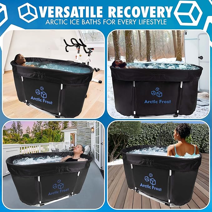 Large Oval Professional Ice Bath Tub-90 Gallon Inflatable Cold Plunge- Portable Lightweight Easy to Set Up for Full Cold Water Immersion, Faster Recovery (Black, Large Ice Bath (43x24x22))