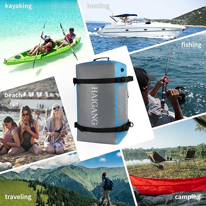 70L Waterproof Duffel Bag Travel Dry Bag, Large Capacity, Adjustable Thickened Straps and Handles, Zip Closure, Air Valve, Keep Equipment Safe, Suitable for Boating Rafting Motorcycle Kayaking