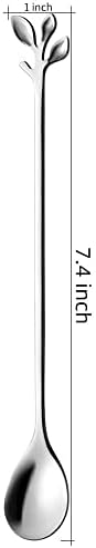 AnSaw 6-Piece Elegant Silver Leaf Long Handle Teaspoons - Image 2