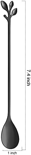 AnSaw 6-Piece Elegant Black Leaf Long Handle Teaspoons - Image 2