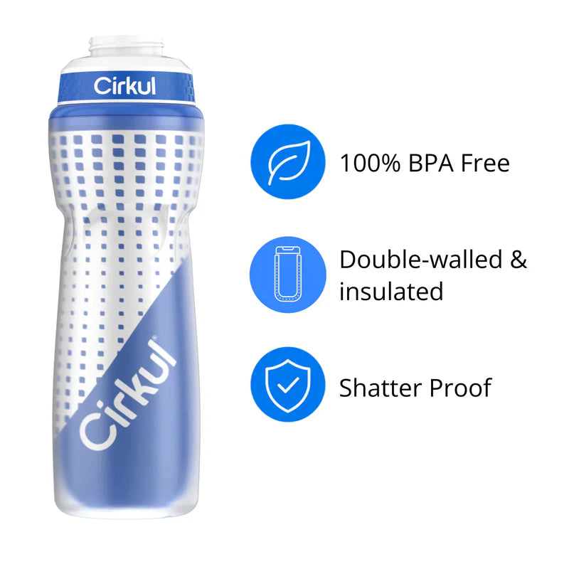 Cirkul 22oz. Navy Plastic Grip Squeeze Water Bottle & Sport Lid, BPA-Free, Non-Slip Design for Gym, Biking & Sports
