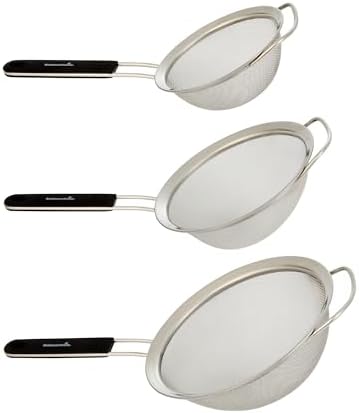 Restaurantware Round Stainless Steel Extra Fine Mesh Strainer Set - Image 2
