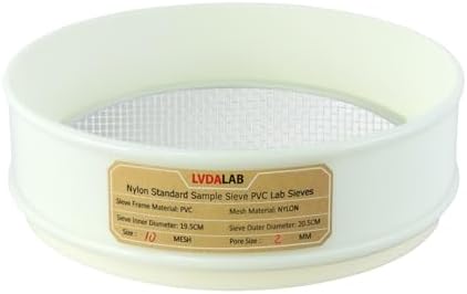 7.9" PVC Lab Sieve, Nylon Mesh, 10 Mesh Screen Sifter by LVDALAB