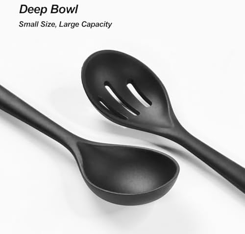 VOVOLY Silicone Spoons for Cooking, Solid & Slotted Spoon Set - Image 3