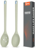 Silicone Cooking Spoon, Solid&Slotted Spoons, 2 Pack by TesQita