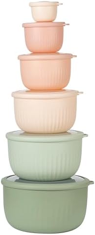 COOK WITH COLOR Prep Bowls with Lids- Wide and Deep Nesting Plastic Small by CookwithColor