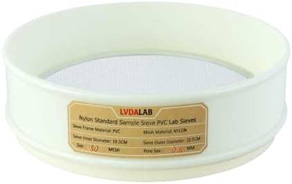 7.9" PVC Lab Sieve, Nylon Mesh, 30 Mesh Screen Sifter by LVDALAB